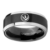 8mm-Green-Ranger-Power-Beveled-Edges-Brush-Black-2-Tone-Tungsten-Mens-Bands-Ring