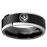 5, 8mm Green Ranger Power Beveled Edge Brush Black 2 ToneTungsten Ring