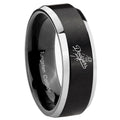 8MM LA Dogers MLB Baseball Beveled  Two Tone Black Tungsten Ring