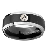 10mm-Basketball-Beveled-Edges-Brush-Black-2-Tone-Tungsten-Carbide-Rings-for-Men