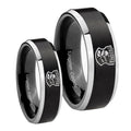 Clone Trooper Beveled Brush Black 2 Tone Tungsten Wedding Ring Sets
