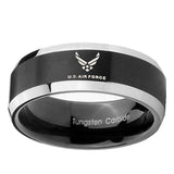 8mm-Bevel-Brush-Black-2-Tone-US-Air-Force-Tungsten-Laser-Engraved-Ring