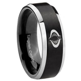 8mm Cobra Beveled Edges Brush Black 2 Tone Tungsten Carbide Mens Bands Ring
