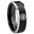 8MM Lost Dharma Beveled Two Tone Black Tungsten Men's Wedding Band