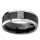 10mm-Celtic-Design-Beveled-Edges-Brush-Black-2-Tone-Tungsten-Wedding-Bands-Ring