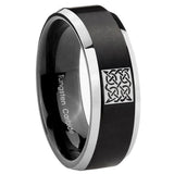 10mm Celtic Design Beveled Edges Brush Black 2 Tone Tungsten Wedding Bands Ring