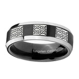 10mm-Multiple-Celtic-Beveled-Brush-Black-2-Tone-Tungsten-Wedding-Engagement-Ring