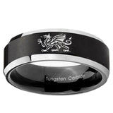 10mm Dragon Beveled Edge Brush Black 2 Tone Tungsten Ring