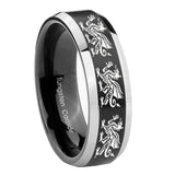 10mm-Multiple-Dragon-Beveled-Brush-Black-2-Tone-Tungsten-Men's-Wedding-Band