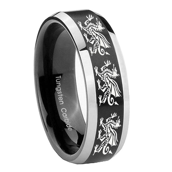 8mm-Multiple-Dragon-Beveled-Brush-Black-2-Tone-Tungsten-Wedding-Bands-Ring