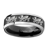 10mm-Multiple-Dragon-Beveled-Brush-Black-2-Tone-Tungsten-Men's-Wedding-Band