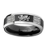 10mm-Multiple-Dragon-Celtic-Beveled-Brush-Black-2-Tone-Tungsten-Men's-Ring