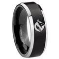 10mm Ghostbusters Beveled Brush Black 2 Tone Tungsten Mens Anniversary Ring