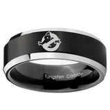 5, 8mm Ghostbusters Beveled Edge Brush Black 2 Tone Tungsten Mens Promise Ring
