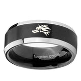 10mm-Wolf-Beveled-Edges-Brush-Black-2-Tone-Tungsten-Carbide-Men's-Band-Ring