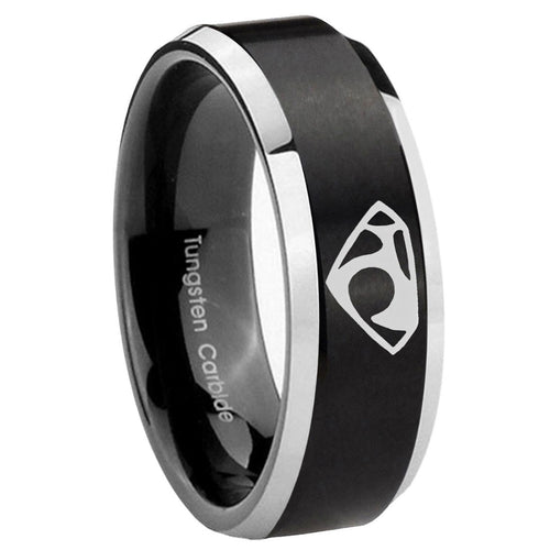10mm House of Van Beveled Brush Black 2 Tone Tungsten Men's Engagement Band