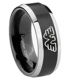 10mm-Waylon-Jennings-Beveled-Edges-Brush-Black-2-Tone-Tungsten-Men's-Bands-Ring