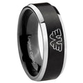 8MM Waylon Jennings Beveled Two Tone Black Tungsten Promise Ring Guys