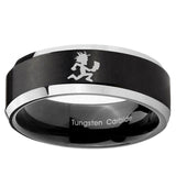 5, 8mm Hatchet Man Beveled Edge Brush Black 2 Tone Tungsten Ring