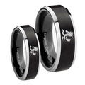 Hatchet Man Beveled Edges Brush Black 2 Tone Tungsten His and Hers