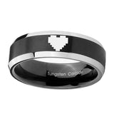 10mm-Beveled-Zelda-Heart-Satin-Black-Two-Tone-Tungsten-Carbide-Men's-Ring