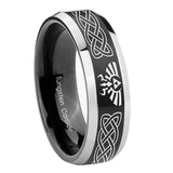 10mm-Celtic-Zelda-Beveled-Edges-Brush-Black-2-Tone-Tungsten-Mens-Bands-Ring