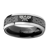 10mm-Celtic-Zelda-Beveled-Edges-Brush-Black-2-Tone-Tungsten-Mens-Bands-Ring