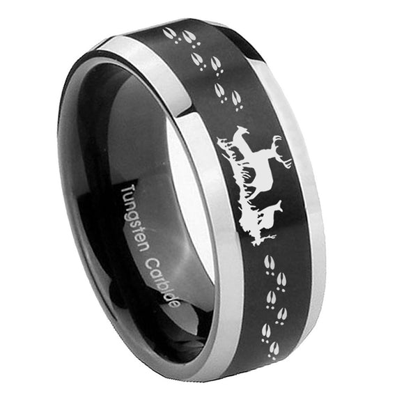 8mm-Deer-Hunting-Beveled-Edges-Brush-Black-2-Tone-Tungsten-Rings-for-Men