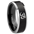 8MM Oma Aum Yoga Beveled Two Tone Black Tungsten Wedding Band