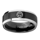 5, 8mm White Lantern Beveled Edge Two Tone Black Men Ring Tungsten