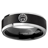 5, 8mm White Lantern Beveled Edge Two Tone Black Men Ring Tungsten