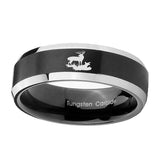 10mm-Deer-Hunting-Beveled-Edges-Brush-Black-2-Tone-Tungsten-Carbide-Men's-Ring