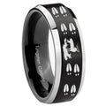 10mm Deer Hunting Tracks Beveled Brush Black 2 Tone Tungsten Mens Ring Engraved
