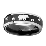 8mm-Bear-and-Paw-Beveled-Edges-Brush-Black-2-Tone-Tungsten-Anniversary-Ring