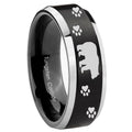 10mm Bear and Paw Beveled Edges Brush Black 2 Tone Tungsten Men's Wedding Band