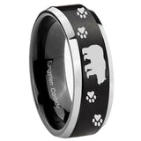 His Hers Bear and Paw Beveled Brush Black 2 Tone Tungsten Mens Promise Ring Set