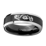 10mm-Dragon-Beveled-Edges-Brush-Black-2-Tone-Tungsten-Carbide-Rings-for-Men