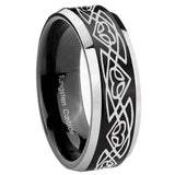 8mm Celtic Braided Beveled Edges Brush Black 2 Tone Tungsten Rings for Men