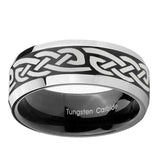 8mm-Celtic-Knot-Infinity-Love-Beveled-Edges-Brush-Black-2-Tone-Tungsten-Rings-for-Men