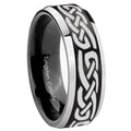 8MM Celtic Knot Infinity Love Beveled Two Tone Black Tungsten Band