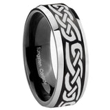 10mm Celtic Knot Infinity Love Beveled Brush Black 2 Tone Tungsten Mens Ring Engraved