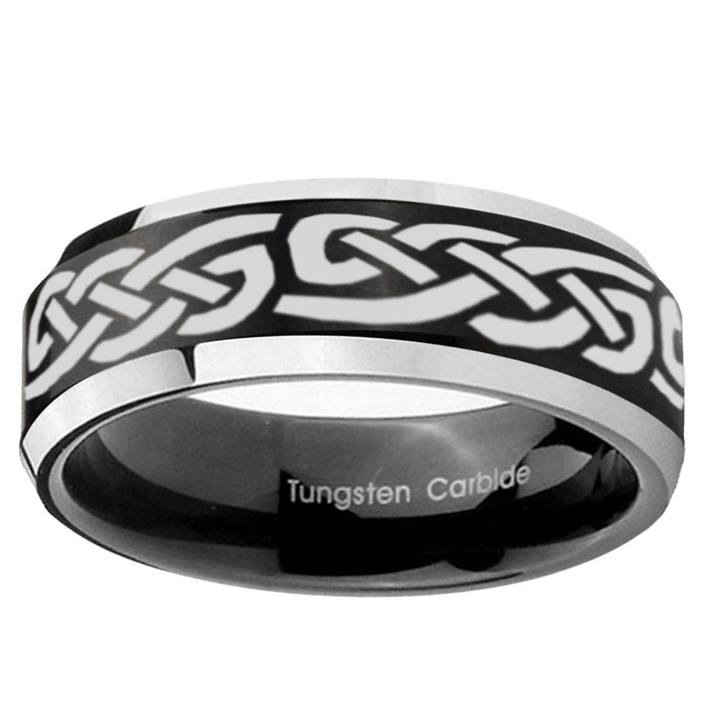 5MM Celtic Knot Infinity Love Beveled Two Tone Black Tungsten Band