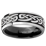 10mm Celtic Knot Infinity Love Beveled Brush Black 2 Tone Tungsten Ring