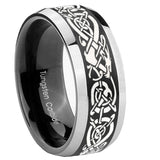 10mm-Celtic-Knot-Dragon-Beveled-Edges-Brush-Black-2-Tone-Tungsten-Bands-Ring