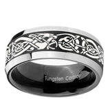 10mm-Celtic-Knot-Dragon-Beveled-Edges-Brush-Black-2-Tone-Tungsten-Bands-Ring