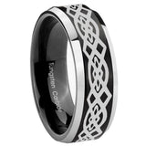 8mm Celtic Knot Beveled Edges Brush Black 2 Tone Tungsten Carbide Bands Ring