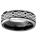 5, 8mm Celtic Knot Beveled Edge Brush Black 2 Tone Tungsten Ring