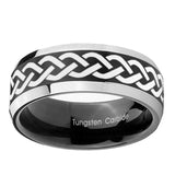 10mm-Laser-Celtic-Knot-Beveled-Brush-Black-2-Tone-Tungsten-Mens-Ring-Engraved