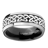 10mm-Celtic-Knot-Love-Beveled-Brush-Black-2-Tone-Tungsten-Mens-Ring-Engraved