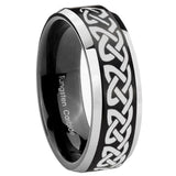 8mm Celtic Knot Love Beveled Edges Brush Black 2 Tone Tungsten Rings for Men